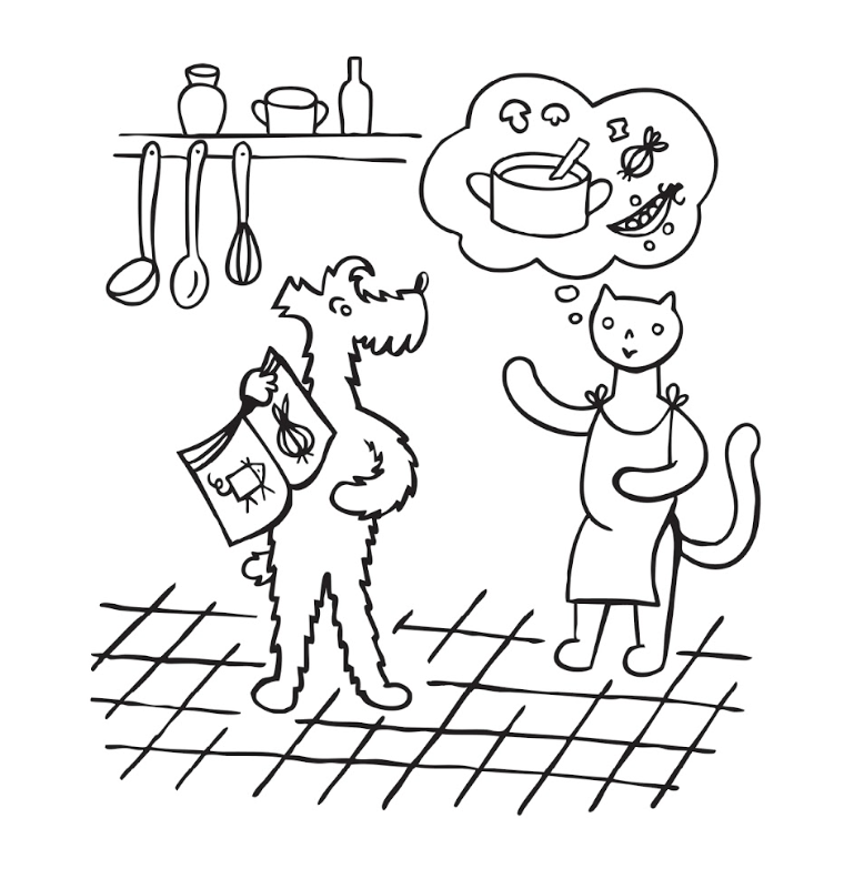 Ilustrace pejska a kočičky